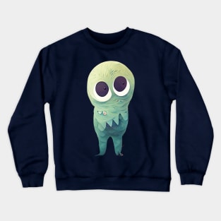 Cute Green Googly-Eyed Monster Crewneck Sweatshirt